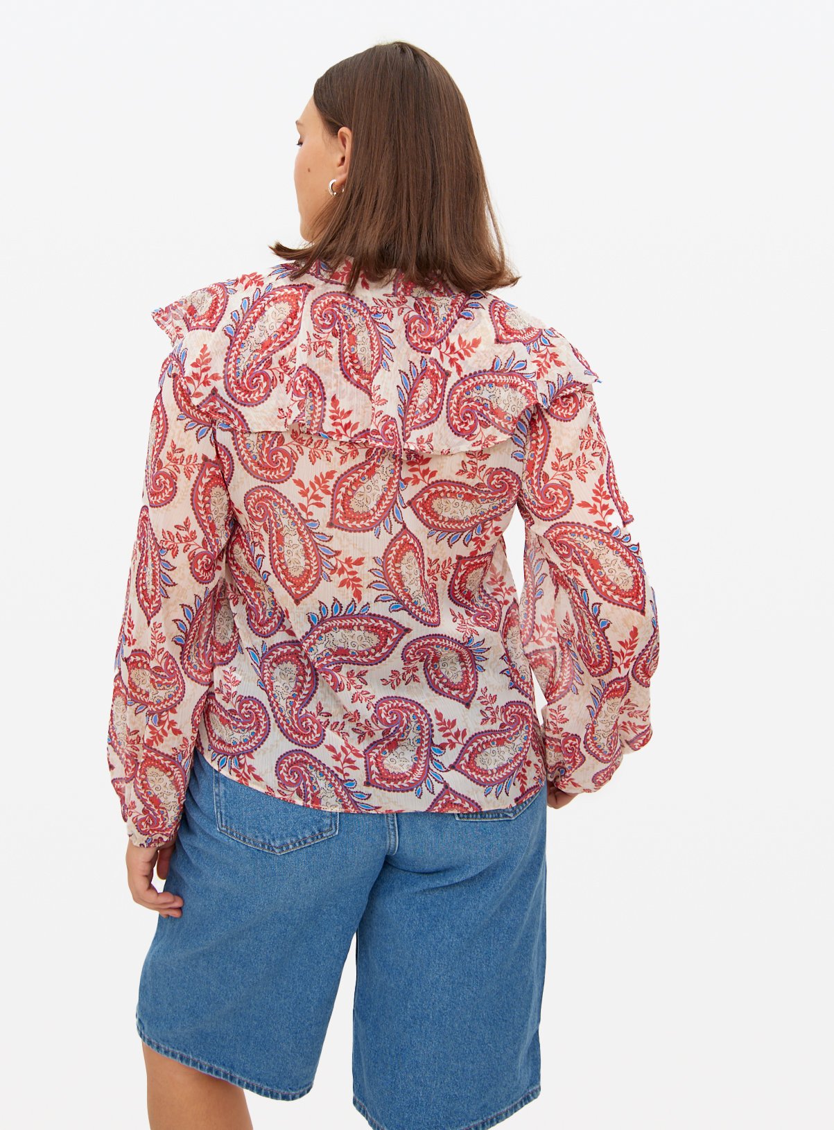 Red Paisley Printed Boho Blouse 14 - Image 4 thumbnail